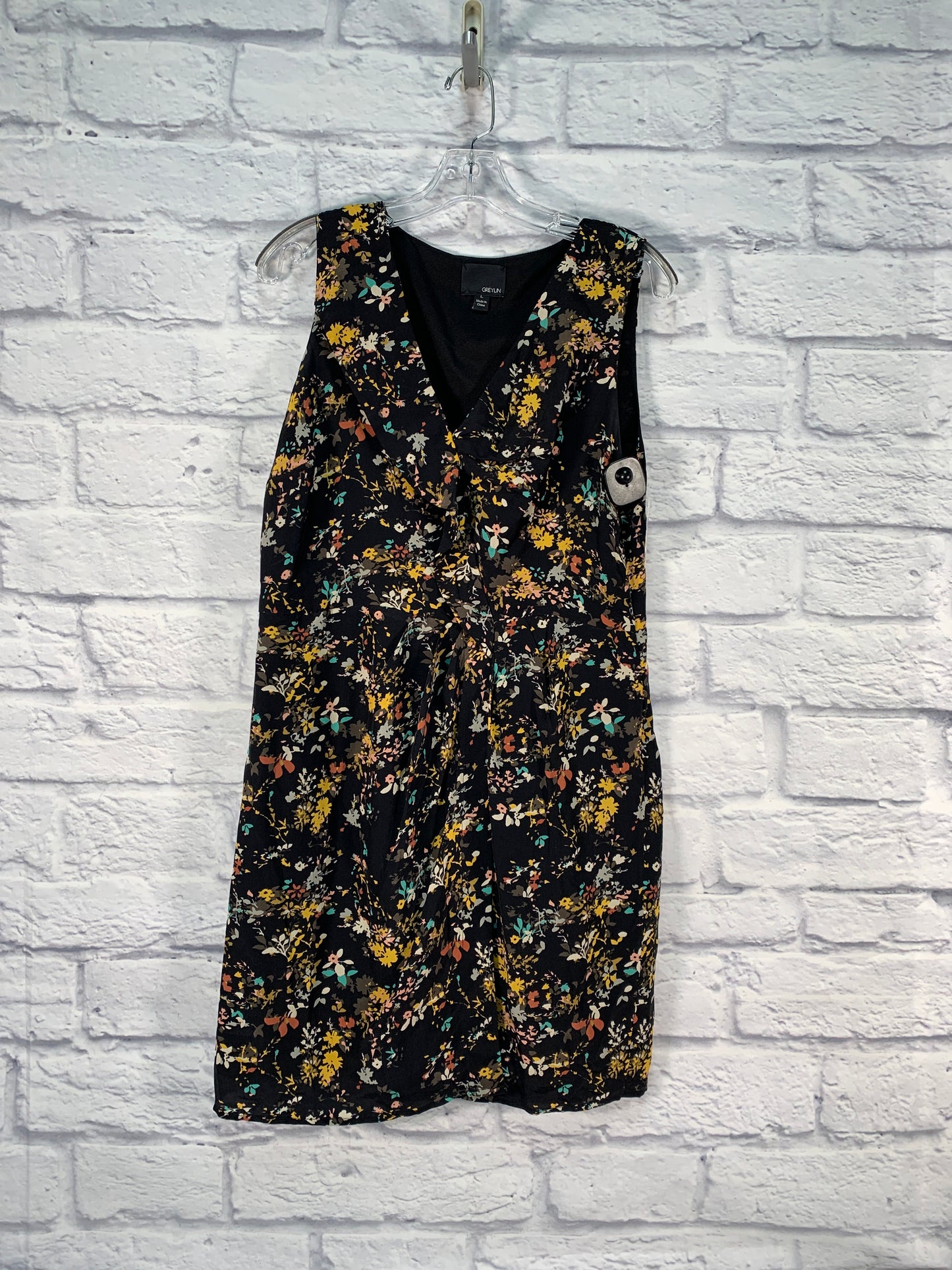 Dress Designer By Greylin In Black & Yellow, Size: L