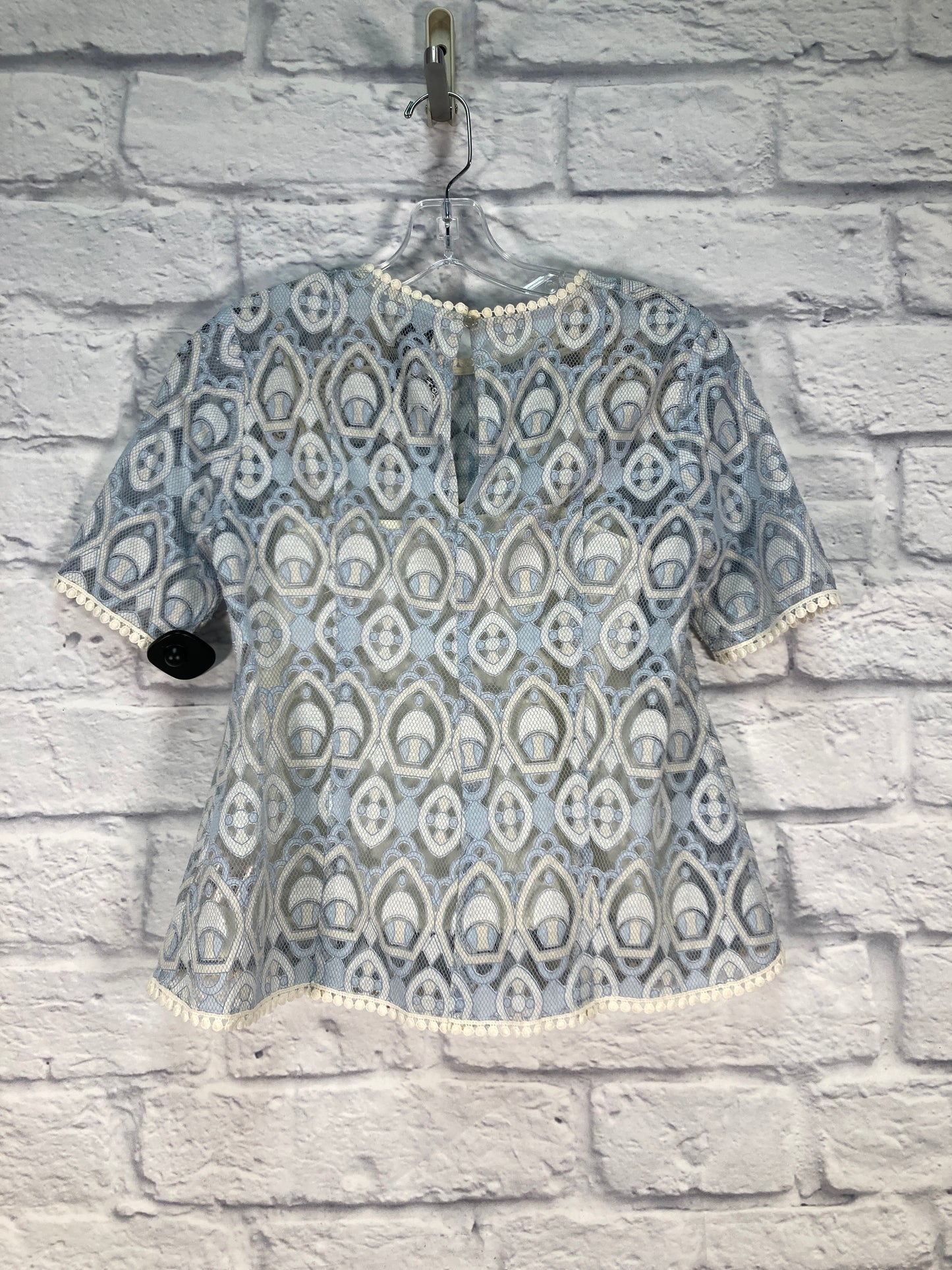 Top Short Sleeve By Hd In Paris In Blue & Cream, Size: Xxs