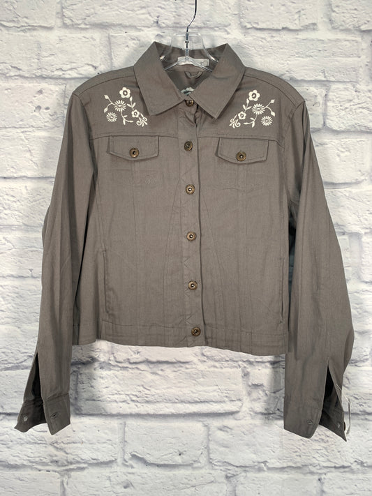 Jacket Shirt By Clothes Mentor In Grey, Size: M