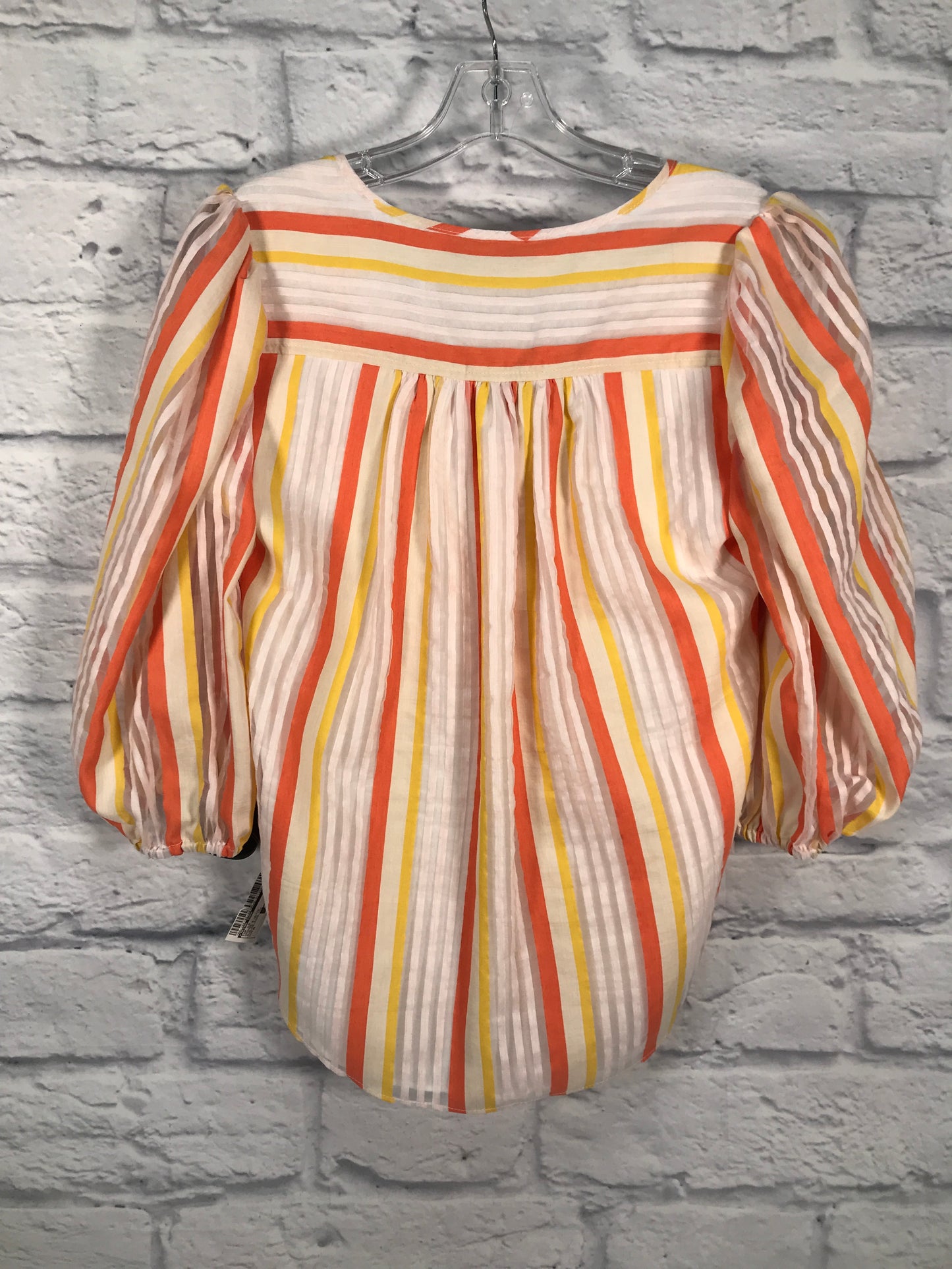 Top Long Sleeve By Trina Turk In Orange & White, Size: M