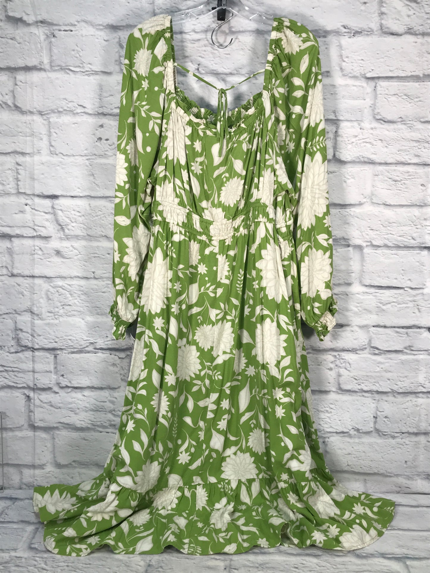 Dress Casual Maxi By Ava & Viv In Green & White, Size: 2x