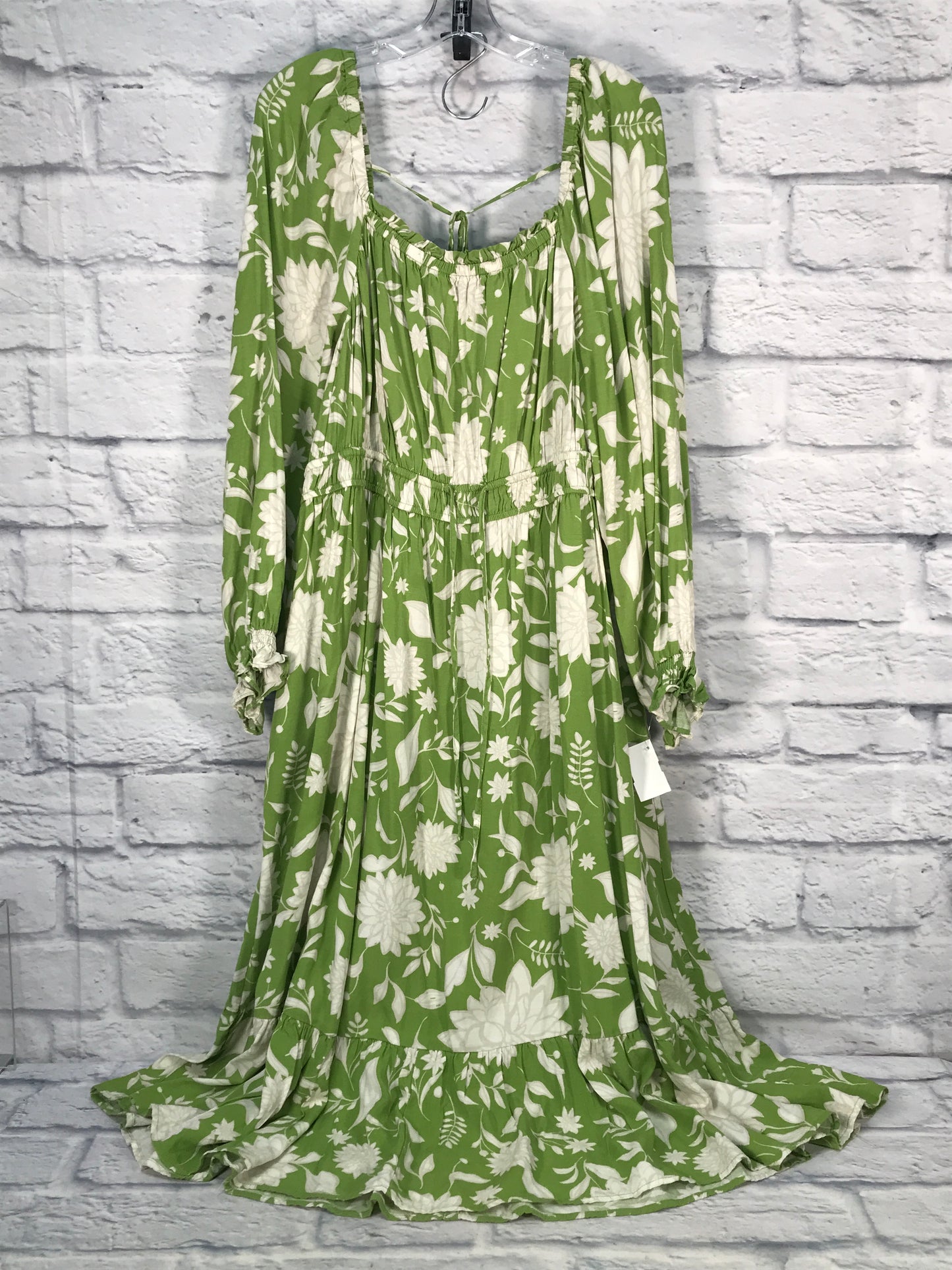 Dress Casual Maxi By Ava & Viv In Green & White, Size: 2x