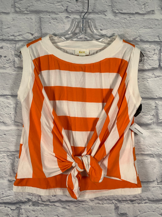 Top Sleeveless By Maeve In Orange & White, Size: Xxs