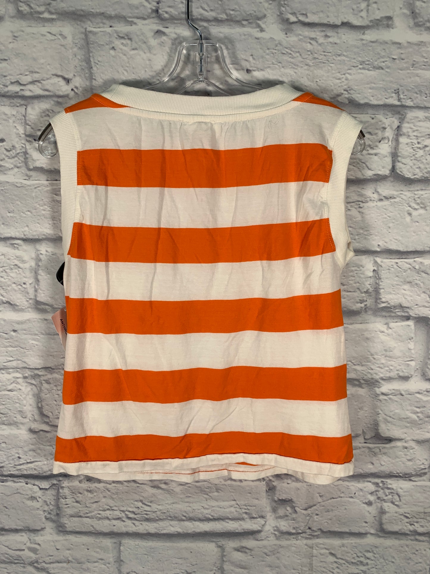 Top Sleeveless By Maeve In Orange & White, Size: Xxs