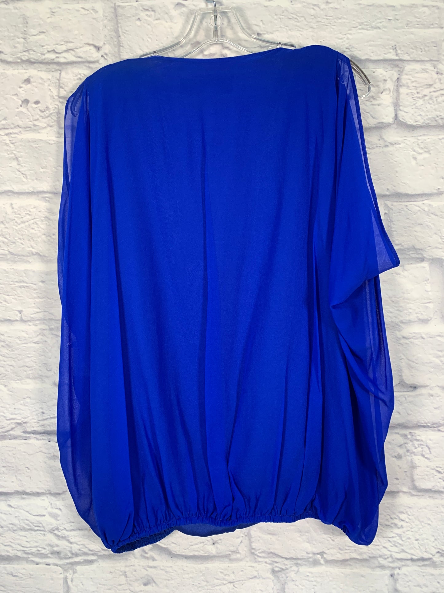 Top Short Sleeve Designer By Badgley Mischka In Blue, Size: L