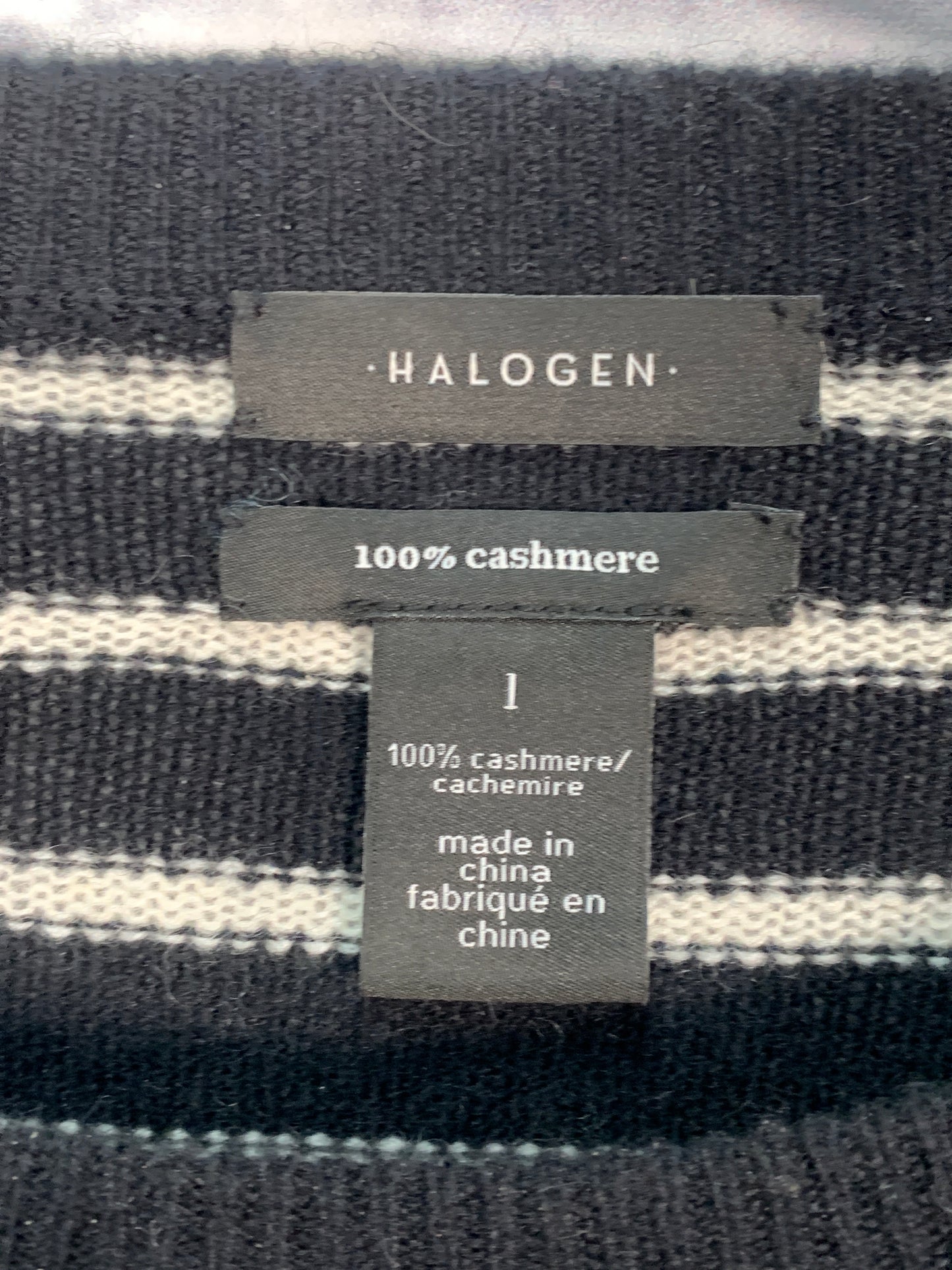 Sweater Cashmere By Halogen In Black & Cream, Size: L