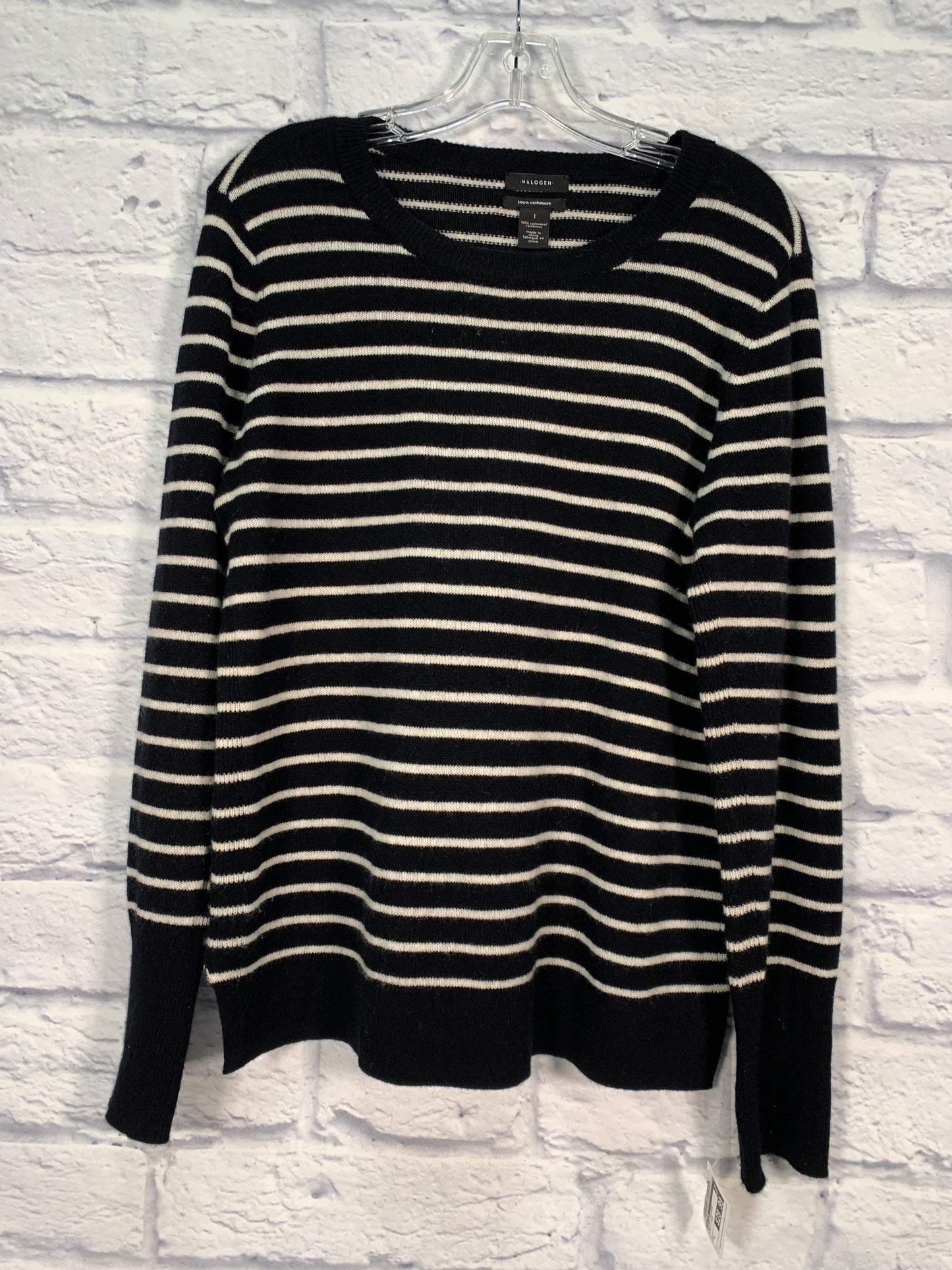 Sweater Cashmere By Halogen In Black & Cream, Size: L