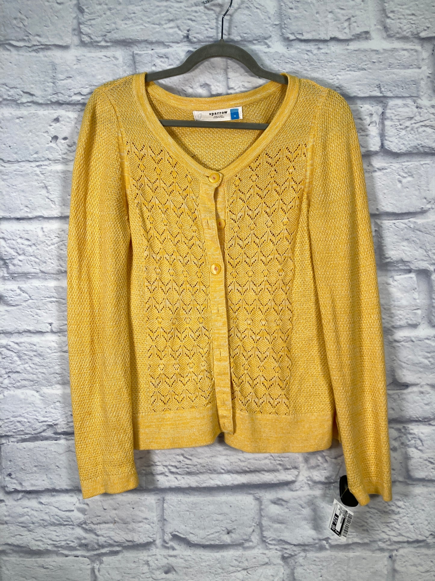 Sweater Cardigan By Sparrow In Yellow, Size: M