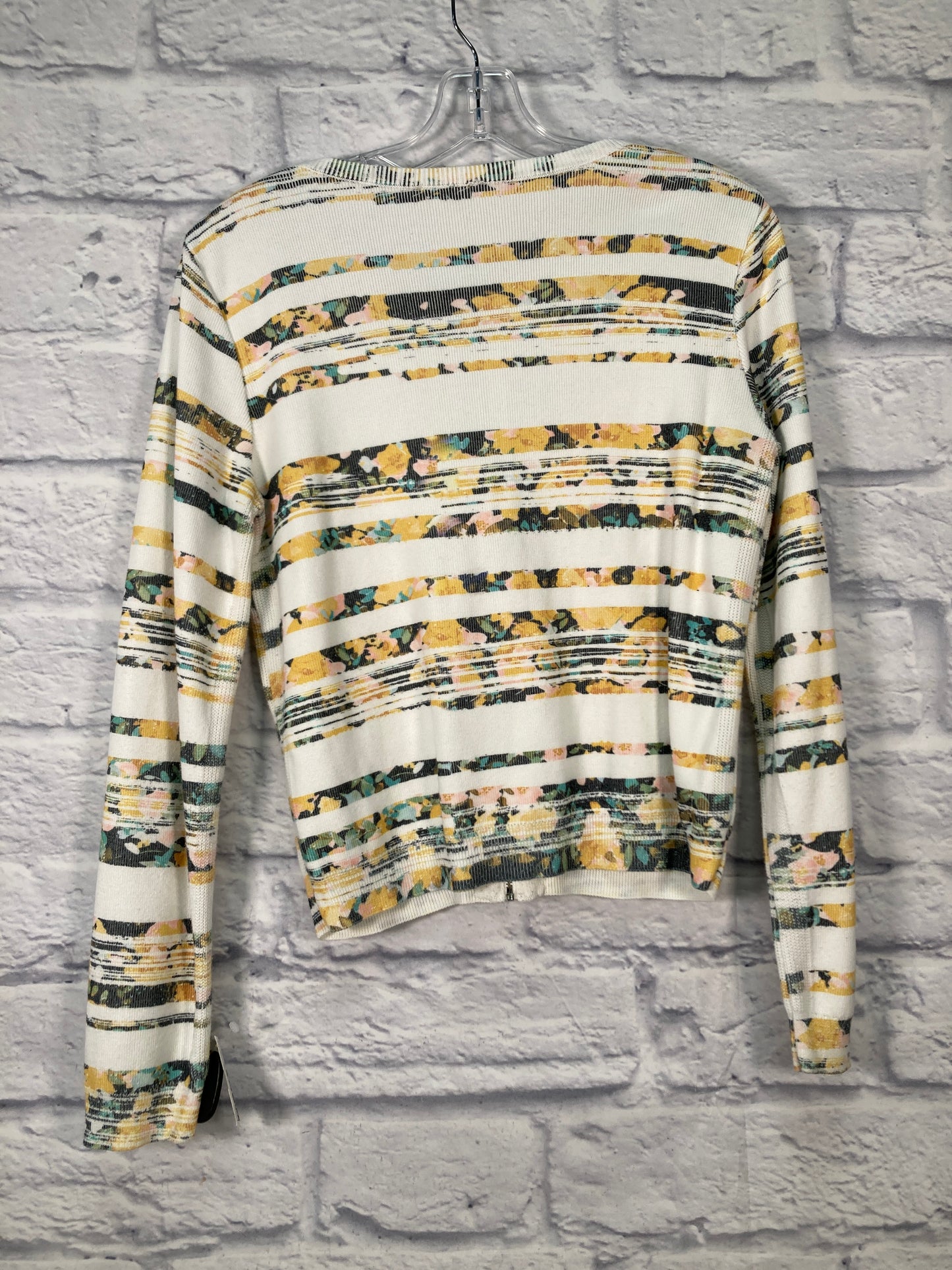 Sweater Cardigan By Moth In White & Yellow, Size: S