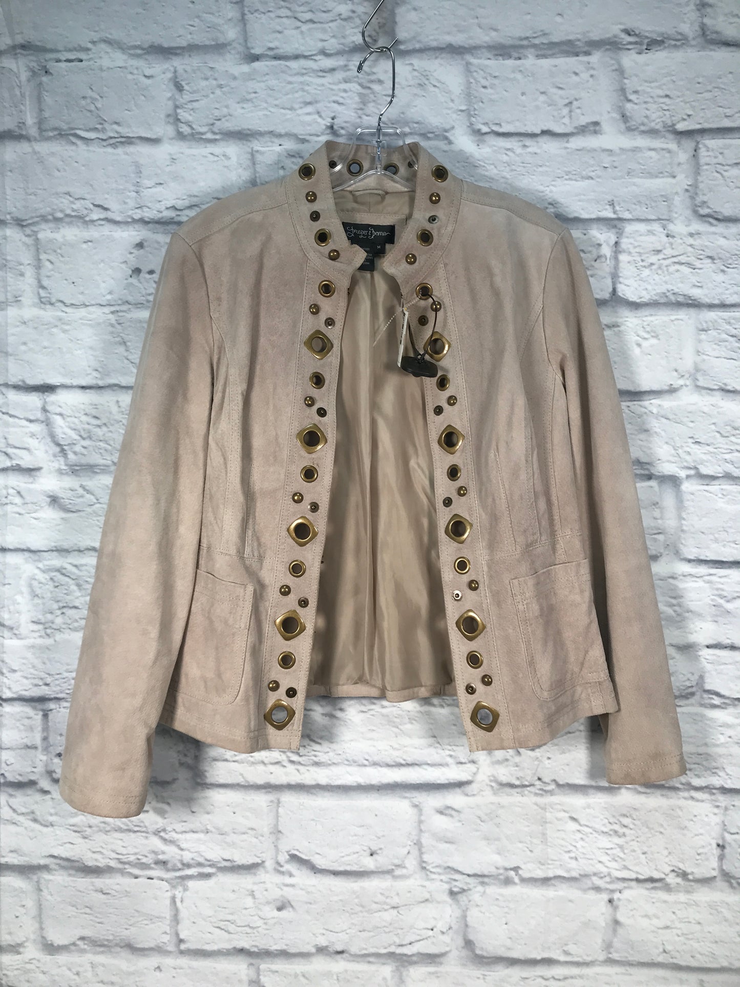 Jacket Leather By Clothes Mentor In Tan, Size: M