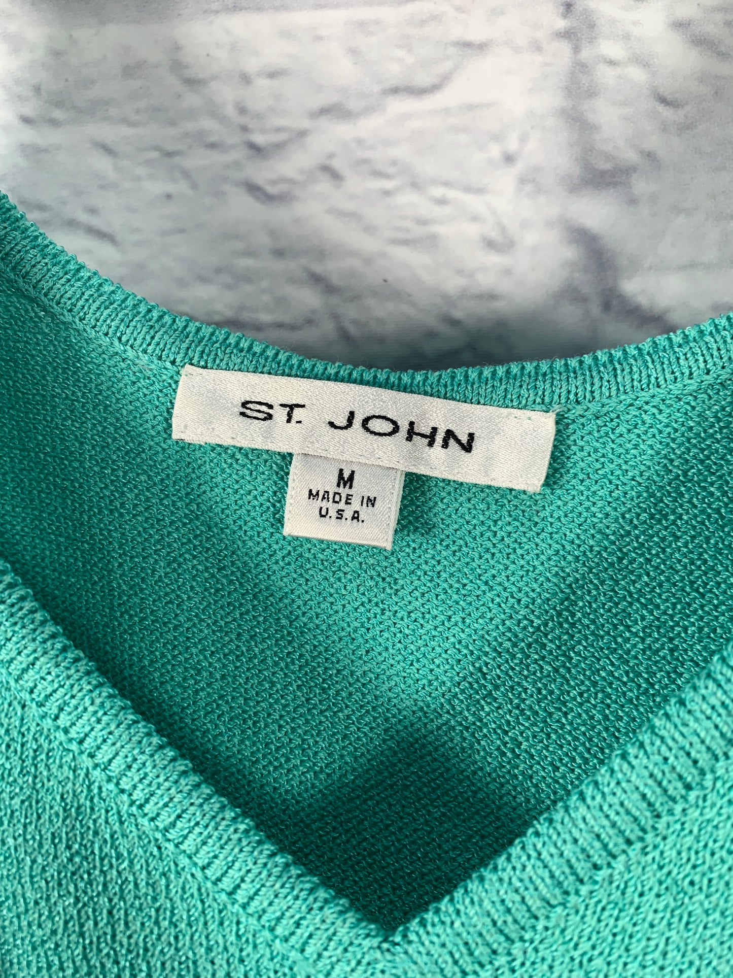 Top Sleeveless Designer By St John Knits In Teal, Size: M