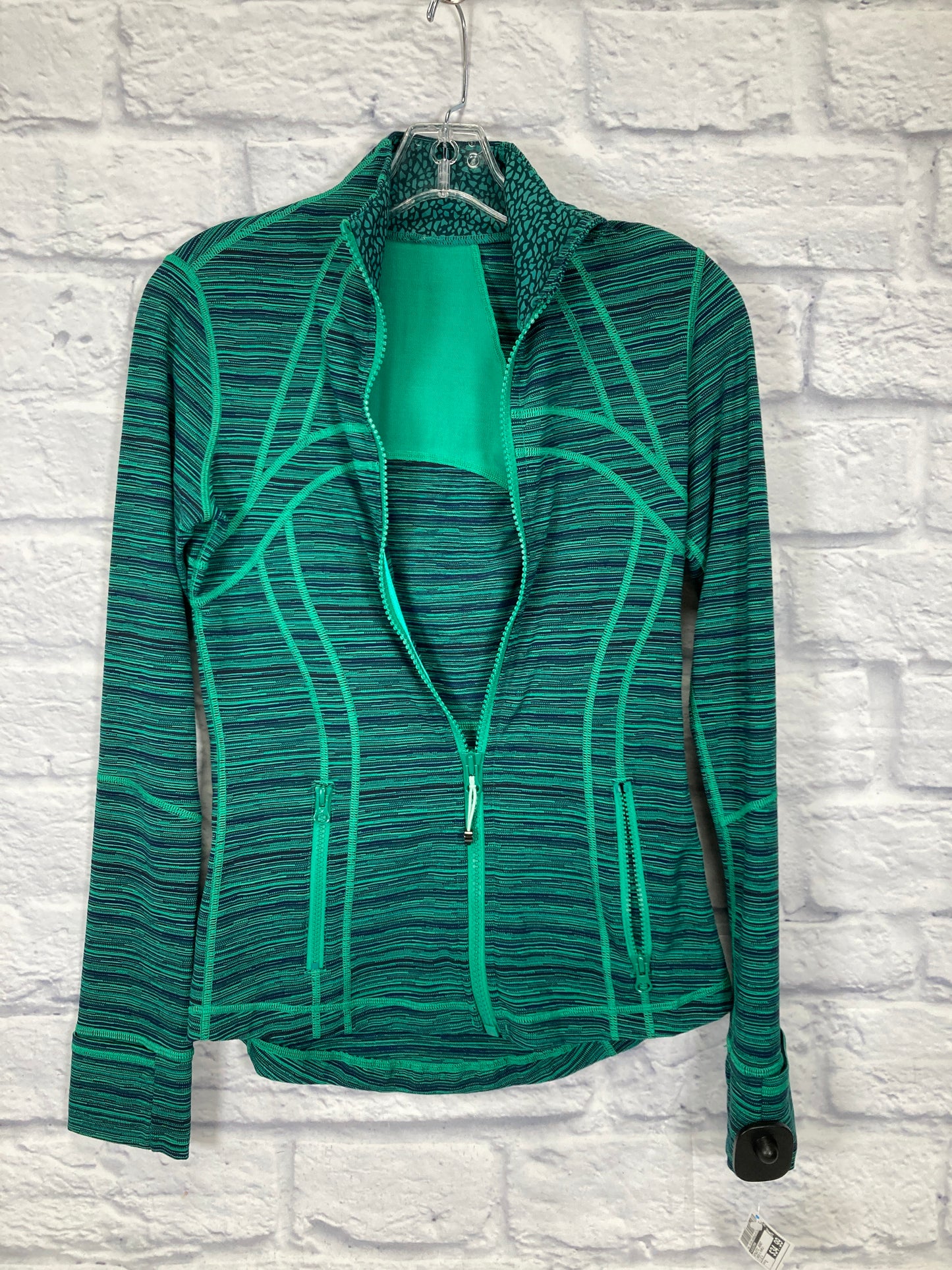 Athletic Jacket By Lululemon In Green & Purple, Size: S