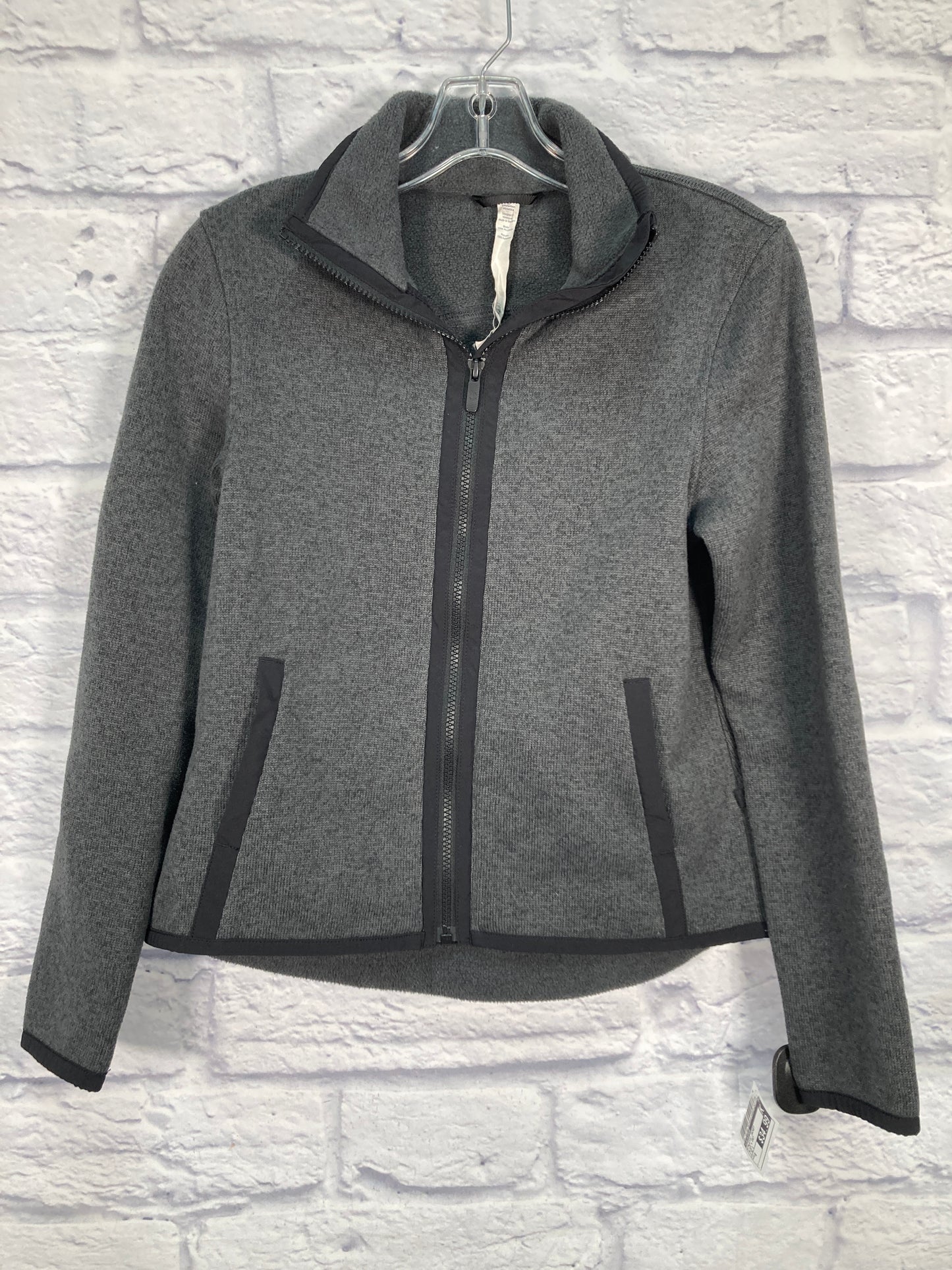 Athletic Jacket By Lululemon In Black & Grey, Size: S