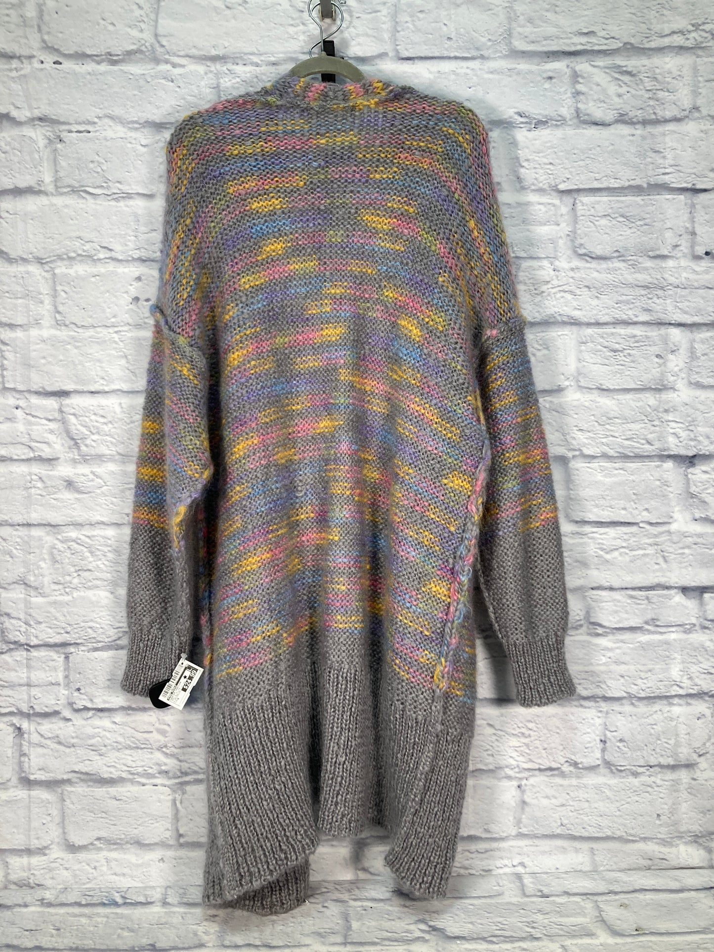 Sweater Cardigan By Free People In Grey & Yellow, Size: M