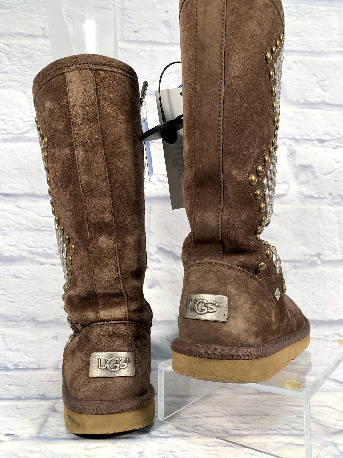 Boots Designer By Ugg In Brown & Gold, Size: 7