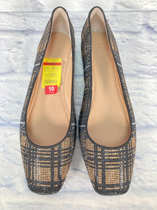 Shoes Flats By Inc In Black & Gold, Size: 10