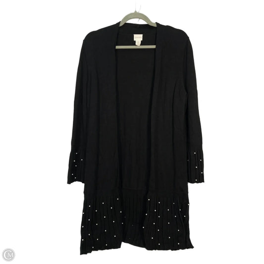 Sweater Cardigan By Chicos In Black & White, Size: M