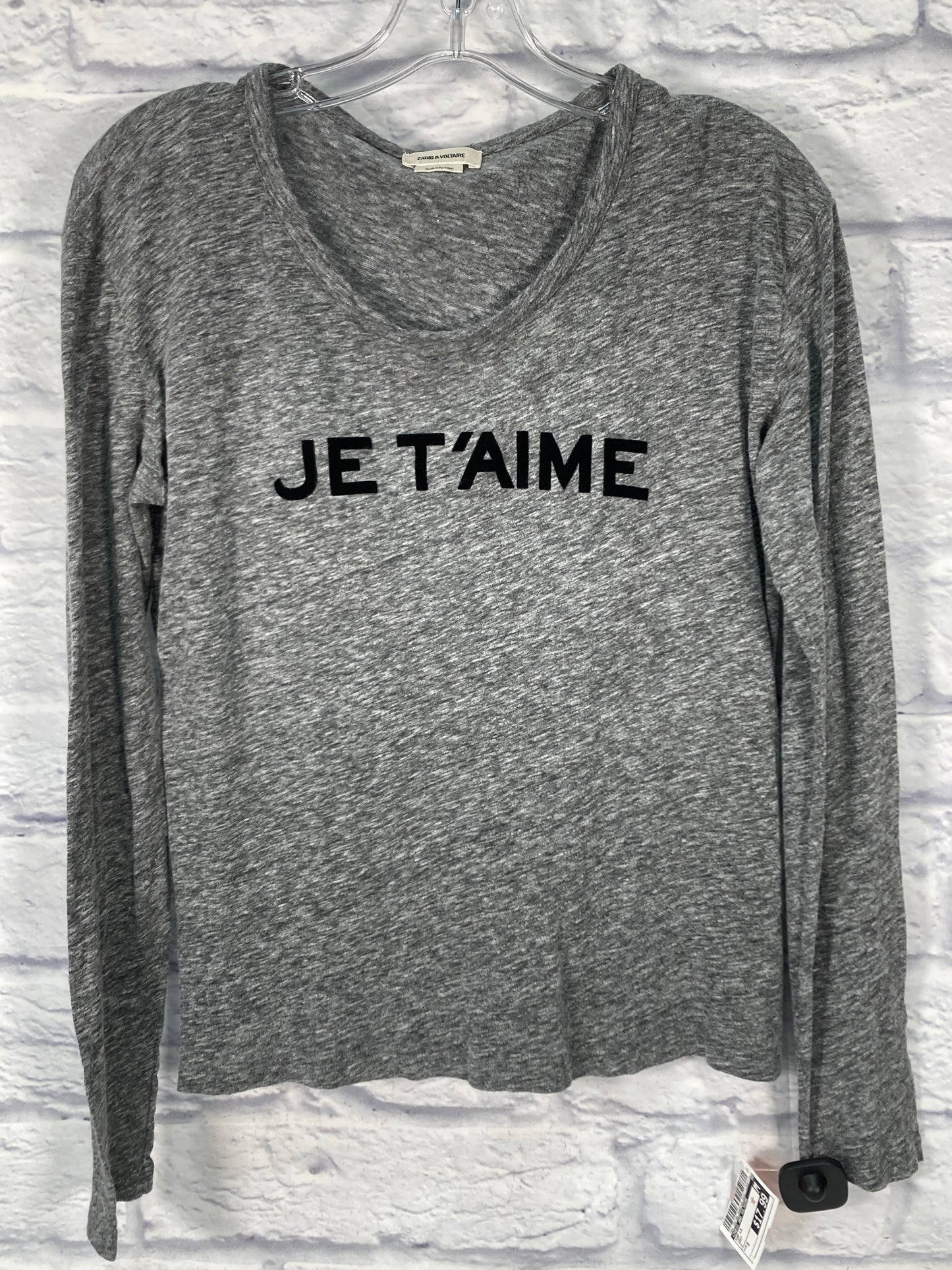 Top Long Sleeve By Zadig And Voltaire In Grey, Size: S