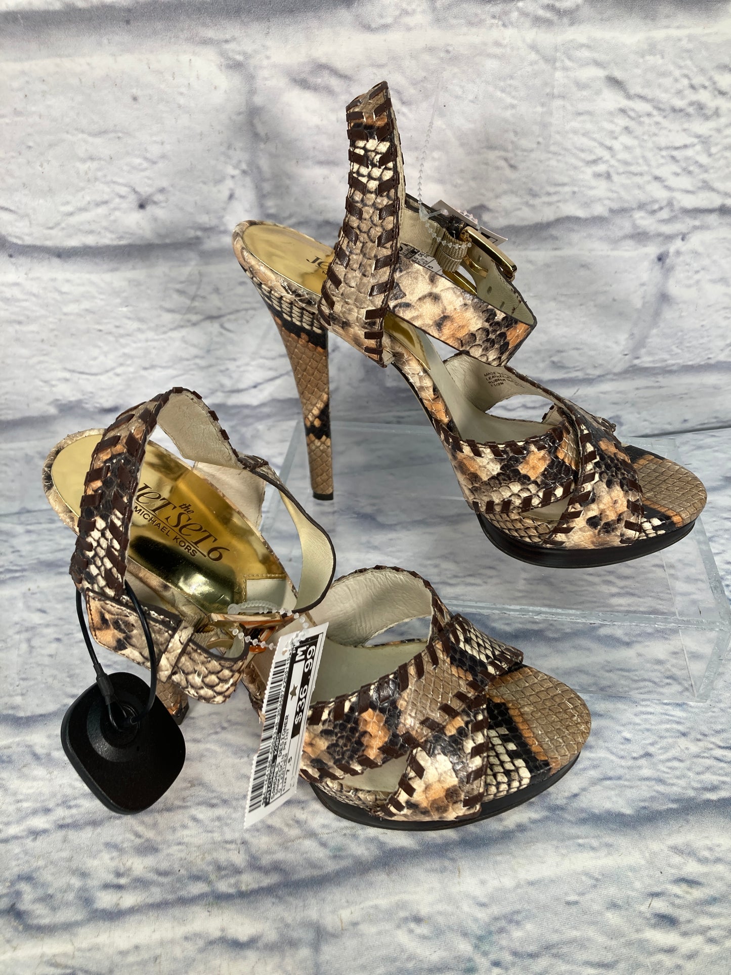 Sandals Designer By Michael Kors In Snakeskin Print, Size: 7.5