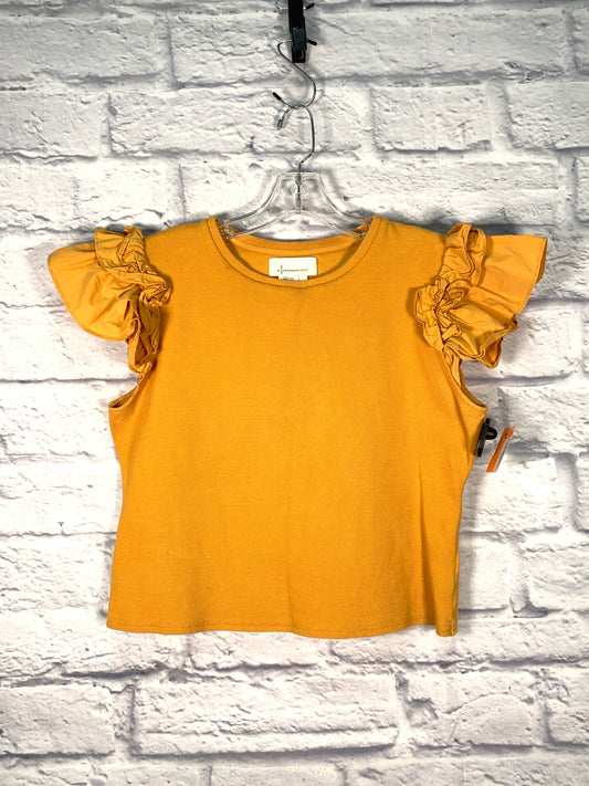 Top Short Sleeve By Anthropologie In Yellow, Size: L