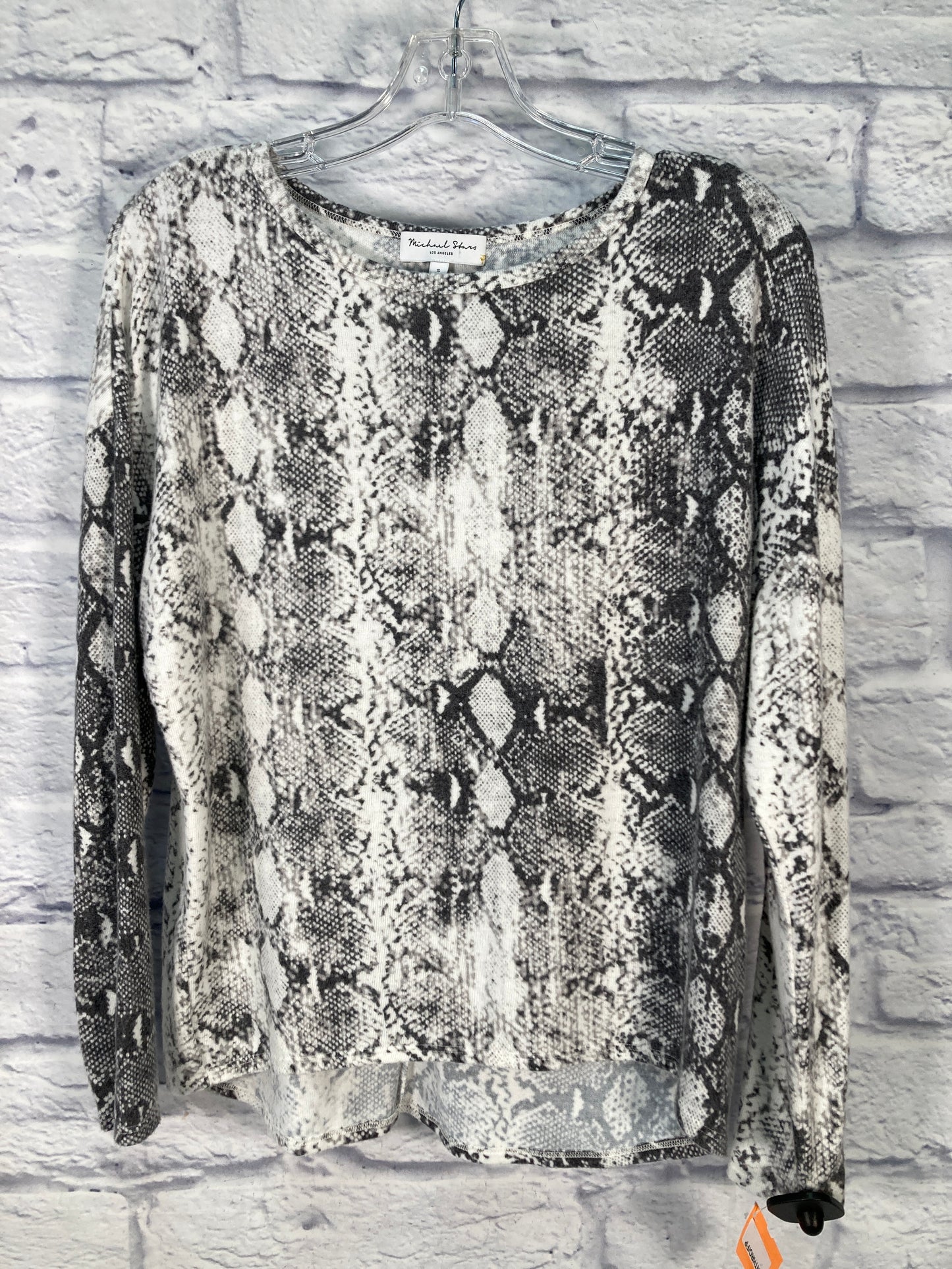 Top Long Sleeve By Michael Stars In Grey & White, Size: S