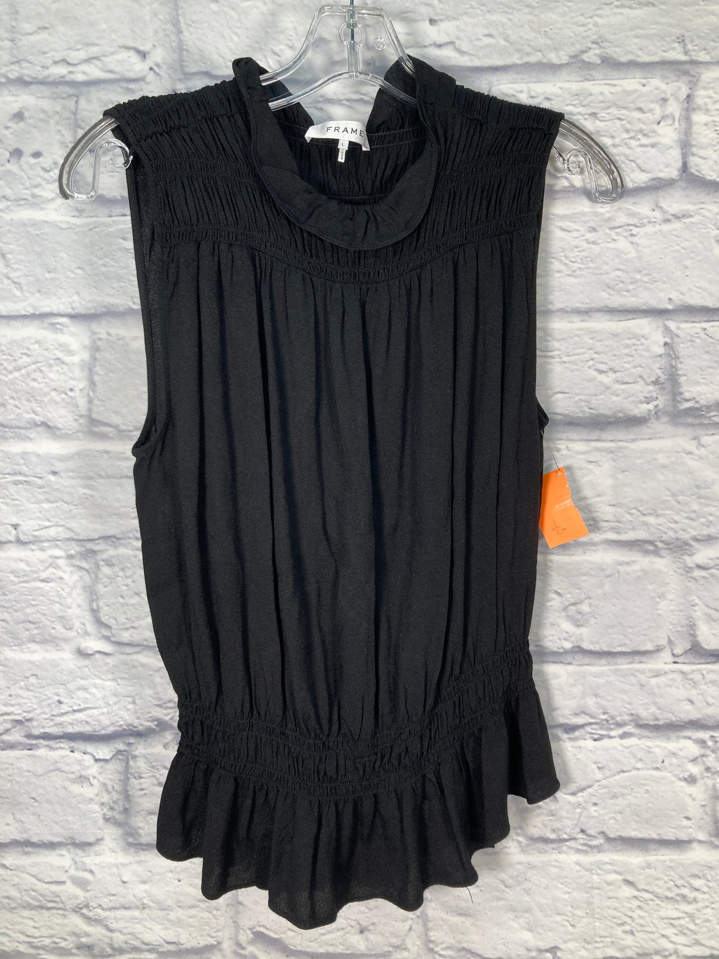 Top Sleeveless By Frame In Black, Size: L