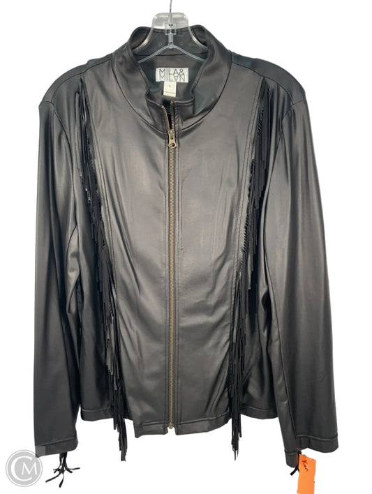 Jacket Moto By Clothes Mentor In Black, Size: L