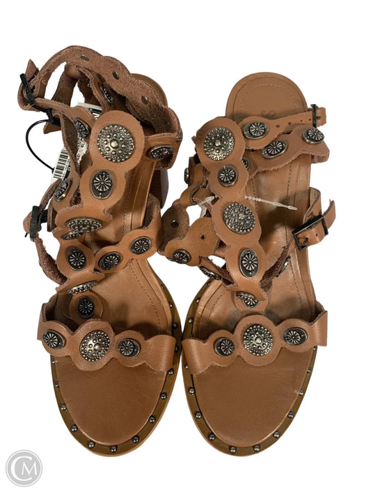 Sandals Heels Block By Clothes Mentor In Brown, Size: 8