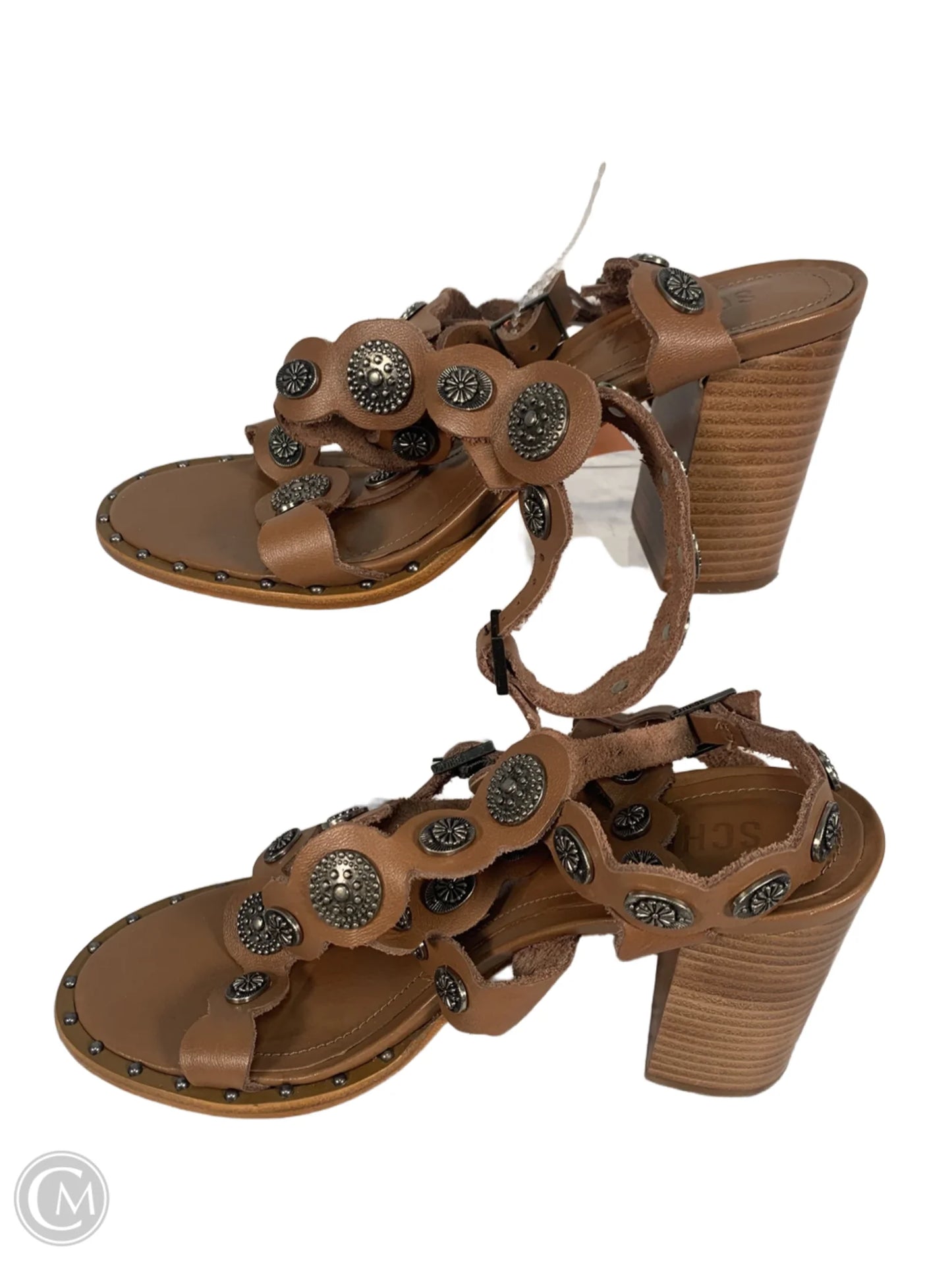 Sandals Heels Block By Clothes Mentor In Brown, Size: 8