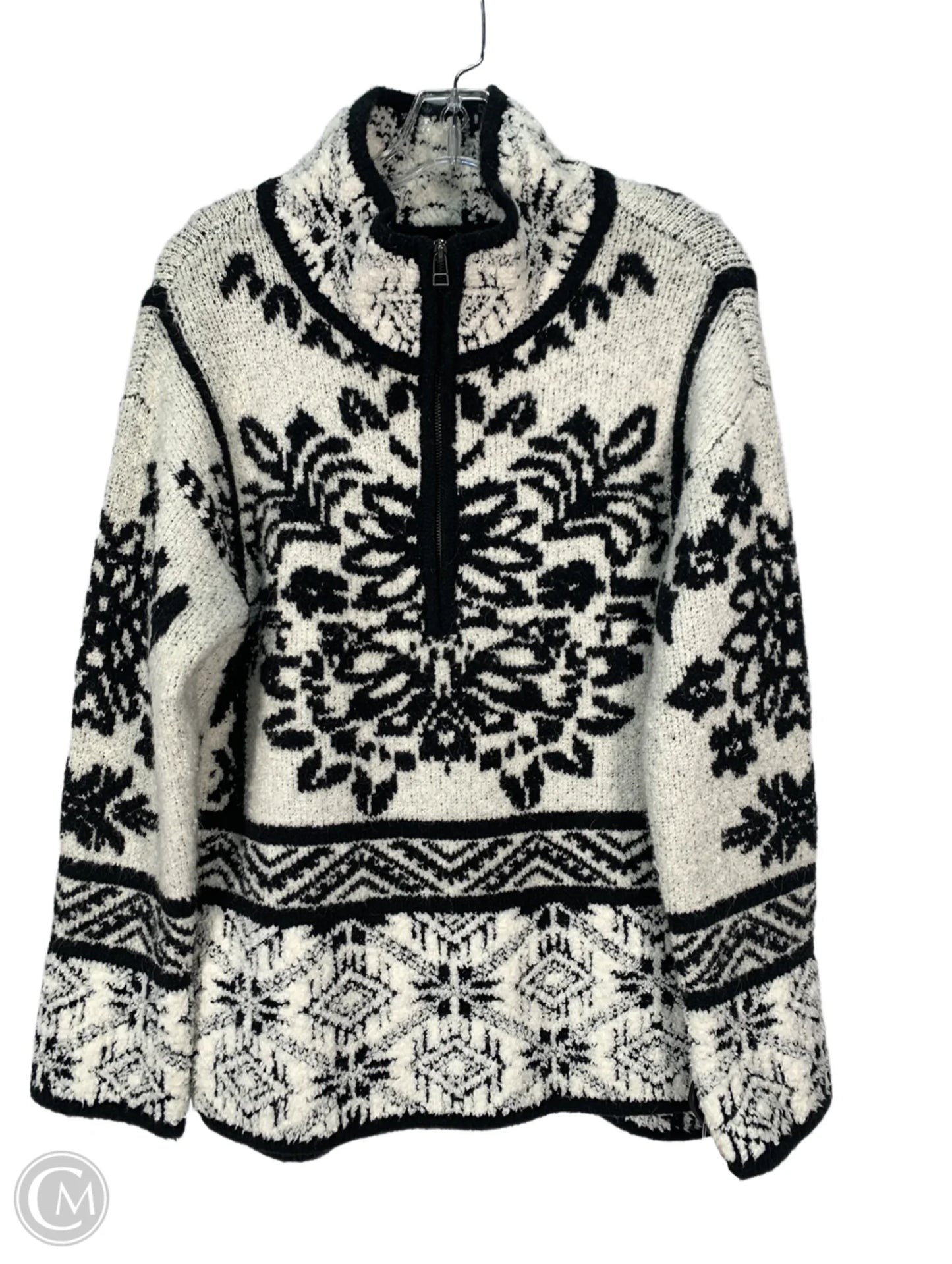 Sweatshirt Collar By Moth In Black & Cream, Size: S