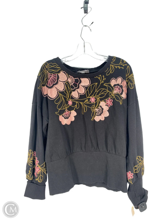 Sweatshirt Crewneck By Anthropologie In Black & Pink, Size: L