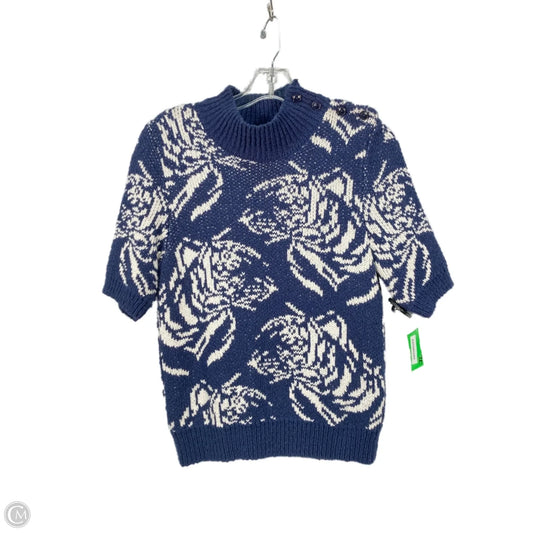 Sweater Short Sleeve By Maeve In Blue & White, Size: S