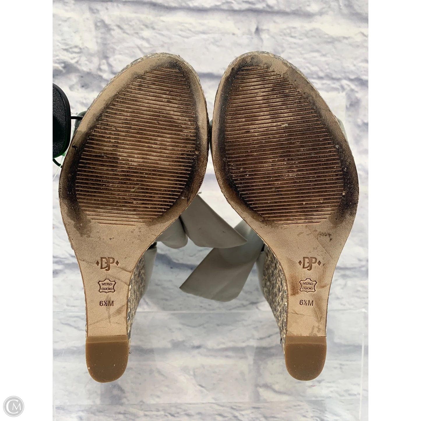 Sandals Heels Platform By Donal J. Pliner In Grey & Tan, Size: 6.5