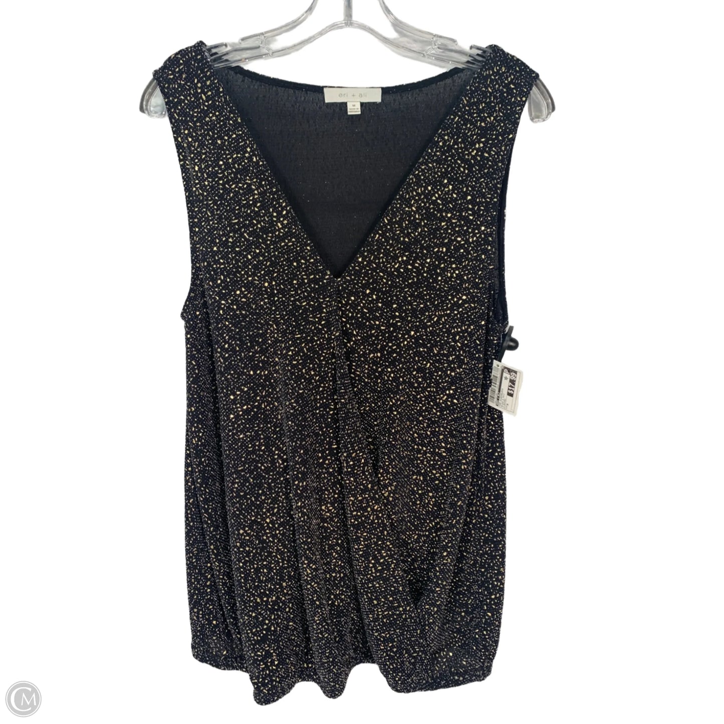 Top Sleeveless By Eri + Ali In Black & Gold, Size: M