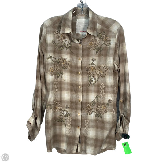 Tunic Long Sleeve By Johnny Was In Green & Tan, Size: S