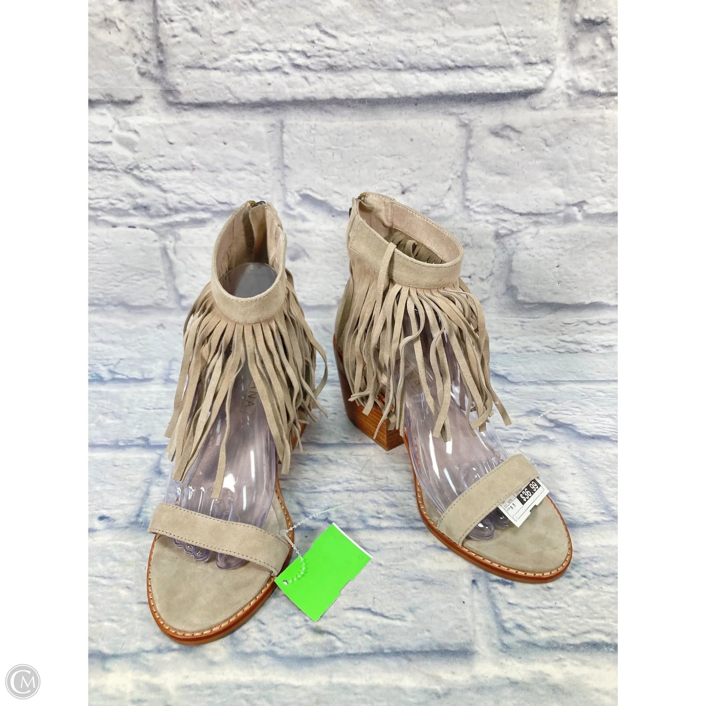 Sandals Heels Block By Clothes Mentor In Tan, Size: 9.5
