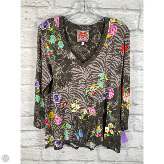 Top Long Sleeve By Johnny Was In Brown & Grey, Size: L