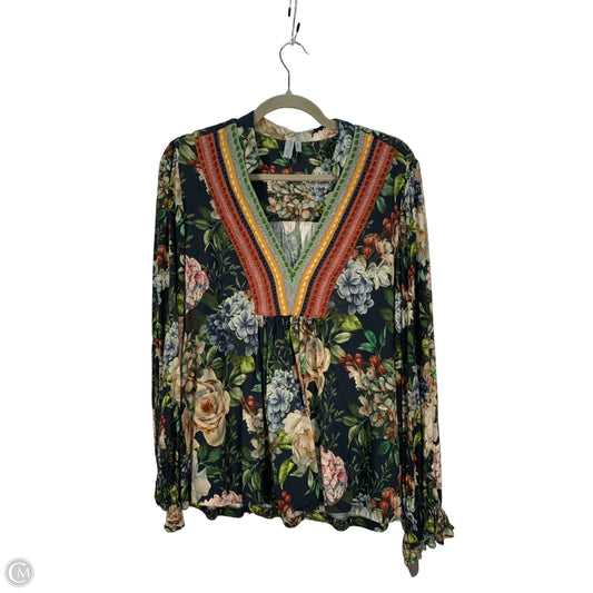 Top Long Sleeve By Blank London In Blue & Green, Size: L
