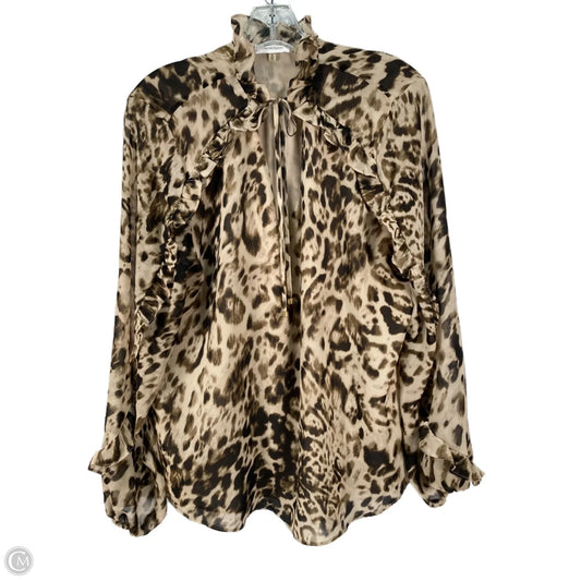 Blouse Long Sleeve By Calvin Klein In Animal Print, Size: Xl