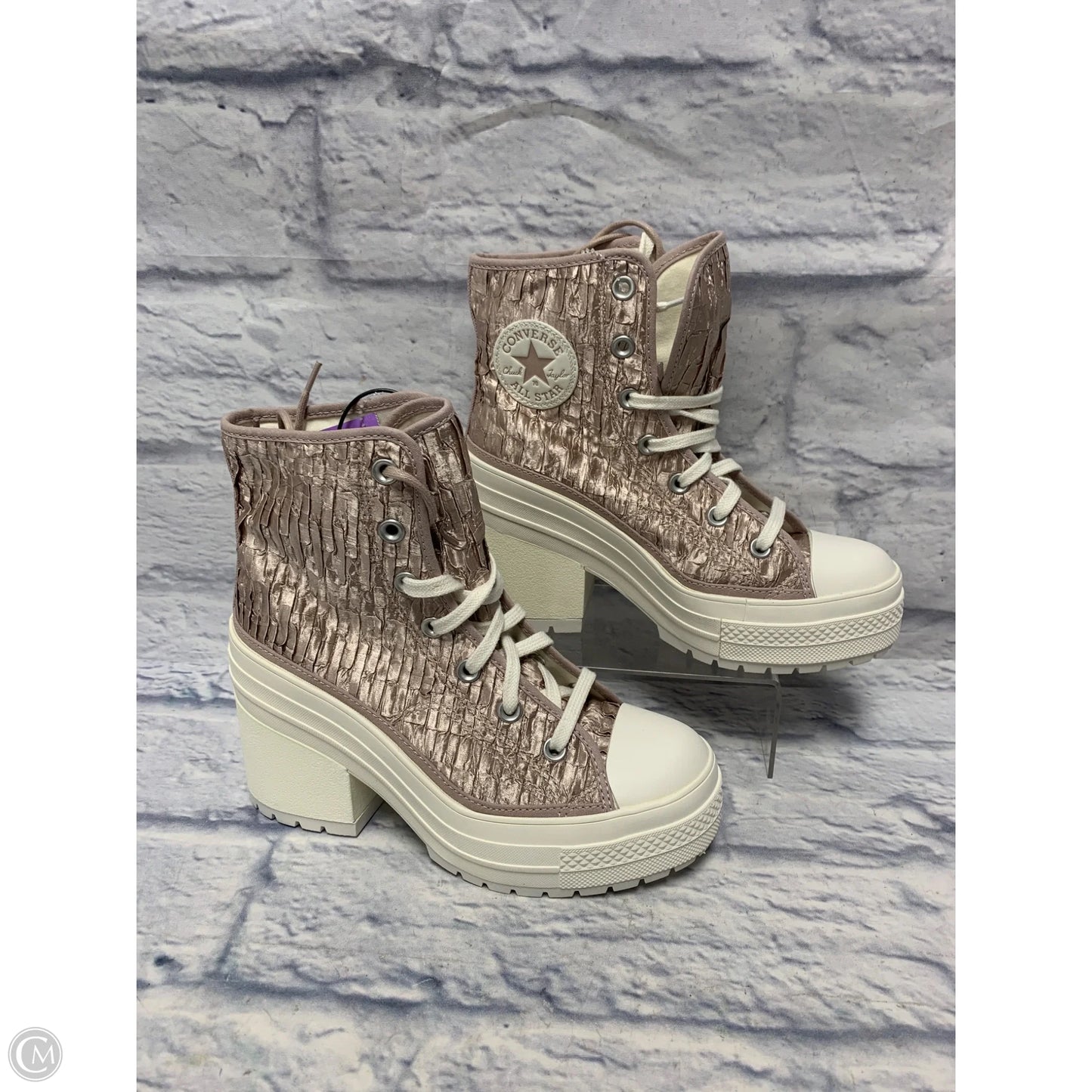 Boots Ankle Heels By Converse In Pink & White, Size: 7