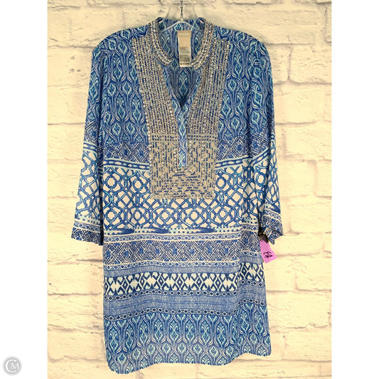 Tunic Long Sleeve By Chicos In Blue & Silver, Size: M