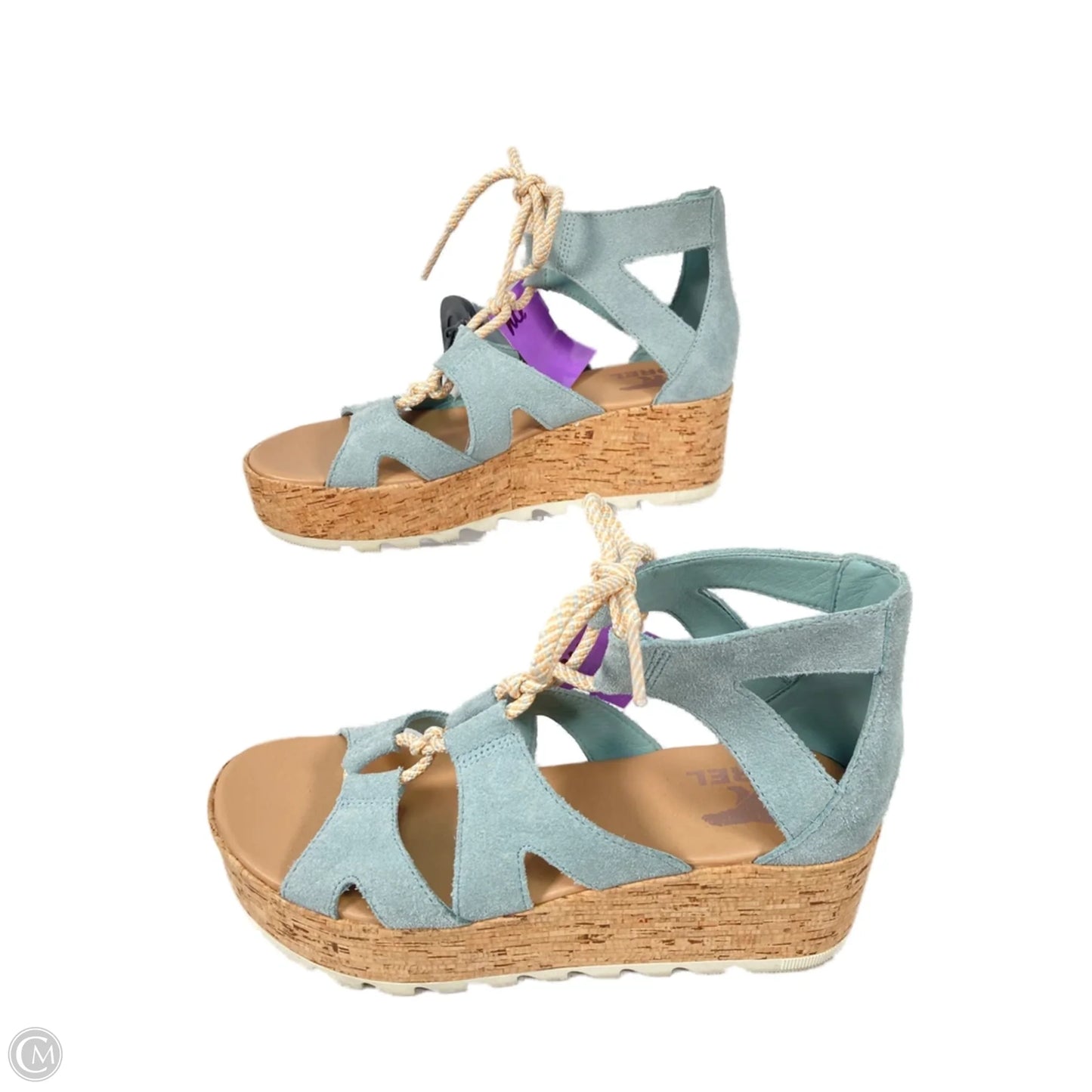 Sandals Heels Platform By Sorel In Blue & Brown, Size: 8
