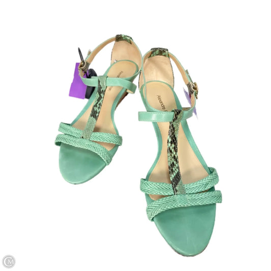 Sandals Heels Wedge By Clothes Mentor In Green, Size: 6.5