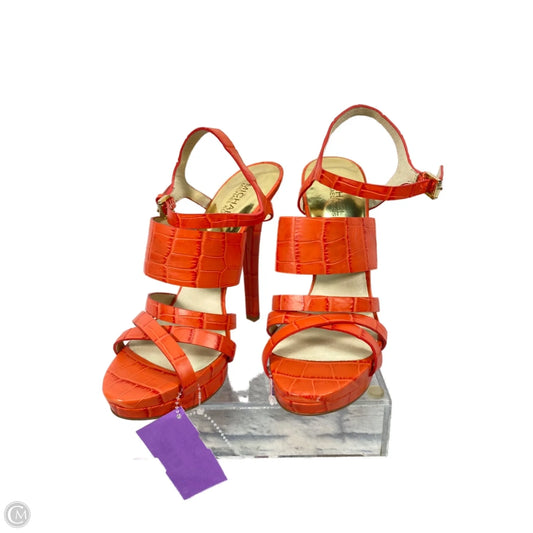 Sandals Heels Stiletto By Michael By Michael Kors In Orange, Size: 9