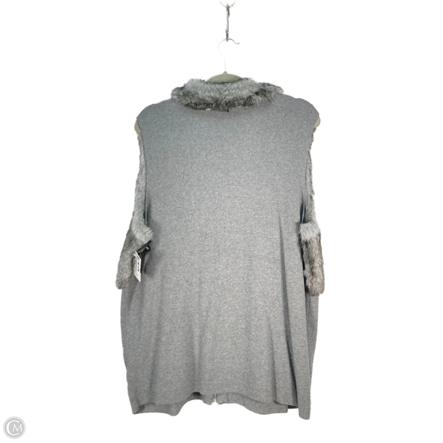 Vest Faux Fur & Sherpa By Chicos In Grey, Size: Xl