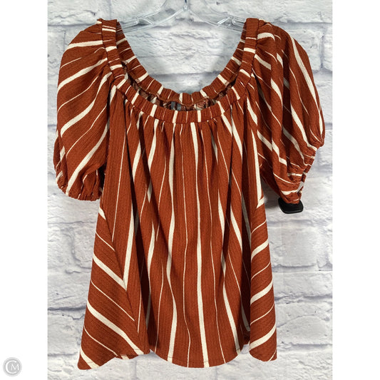 Top Short Sleeve By Anthropologie In Brown & Cream, Size: S