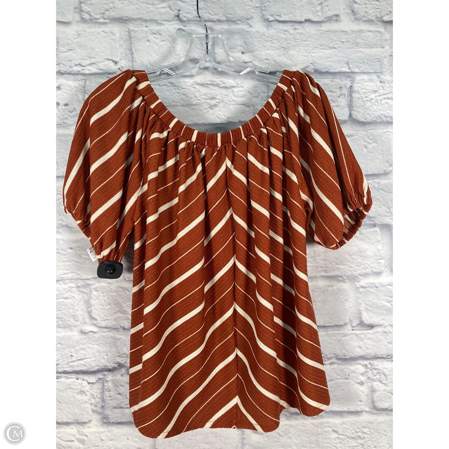 Top Short Sleeve By Anthropologie In Brown & Cream, Size: S