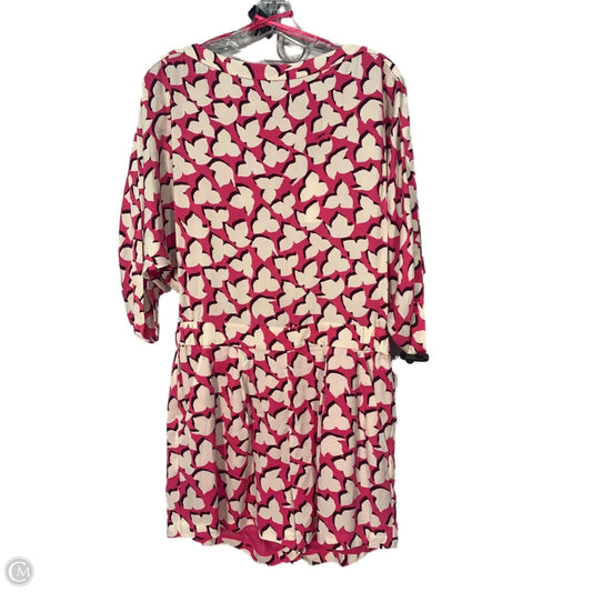 Romper Designer By Diane Von Furstenberg In Cream & Pink, Size: M