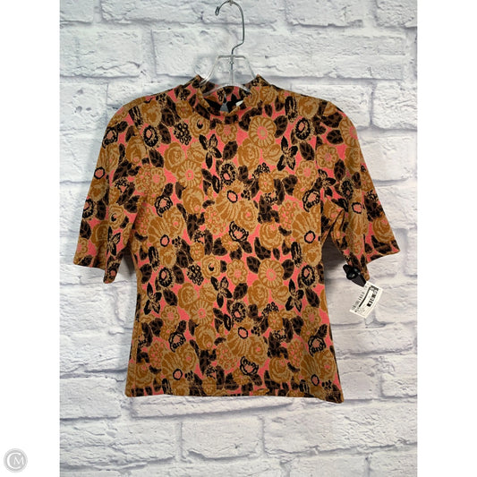Top Short Sleeve By Maeve In Brown & Pink, Size: Xs