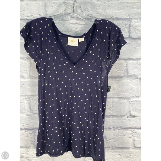 Top Short Sleeve By Maeve In Blue & Cream, Size: L